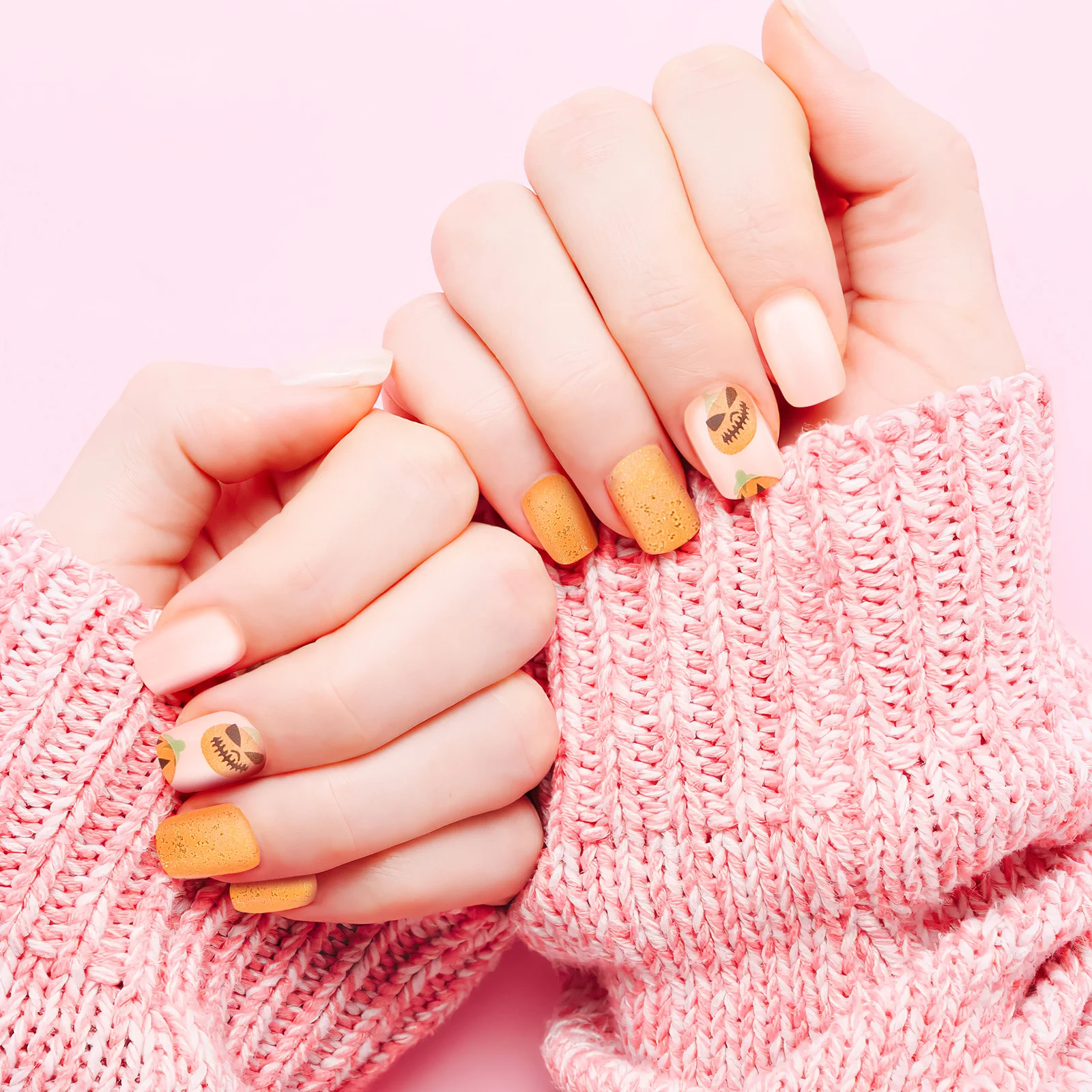 

Halloween Press on Nails Fake Nails Pumpkin Nail Tips Eye-Catching Durable Halloween Party Masquerade False Nail