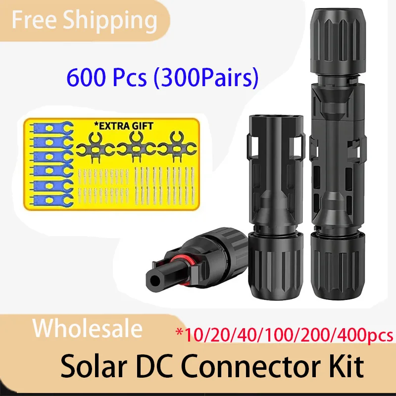 

10/20/40/100/200/400/600 Pcs Solar Connector PV Plug 1000V DC 30A Connectors Kit for Photovoltaic PV/MC Cable 2.5/4/6mm²