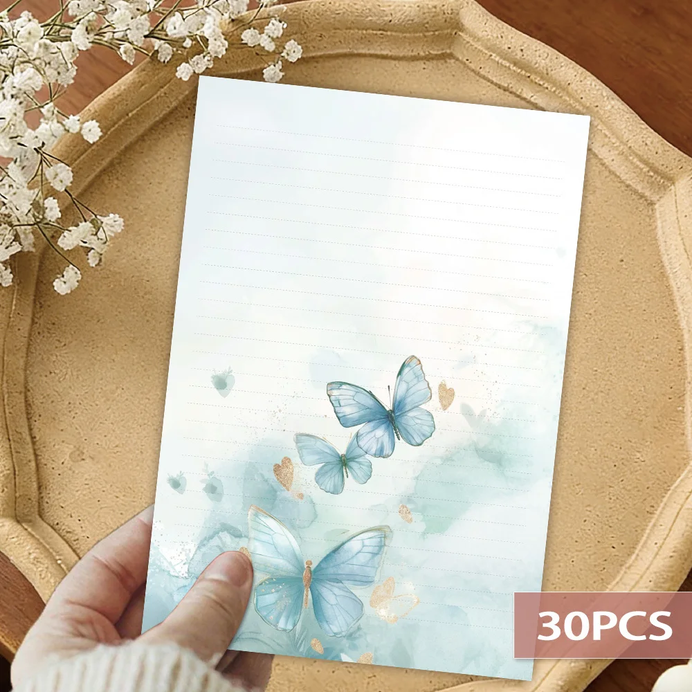 30 Sheets, B5 Spring Pastoral Themed Writing Paper, Lined, No Glue, Perfect For Notebooks, Memos, And Stickers