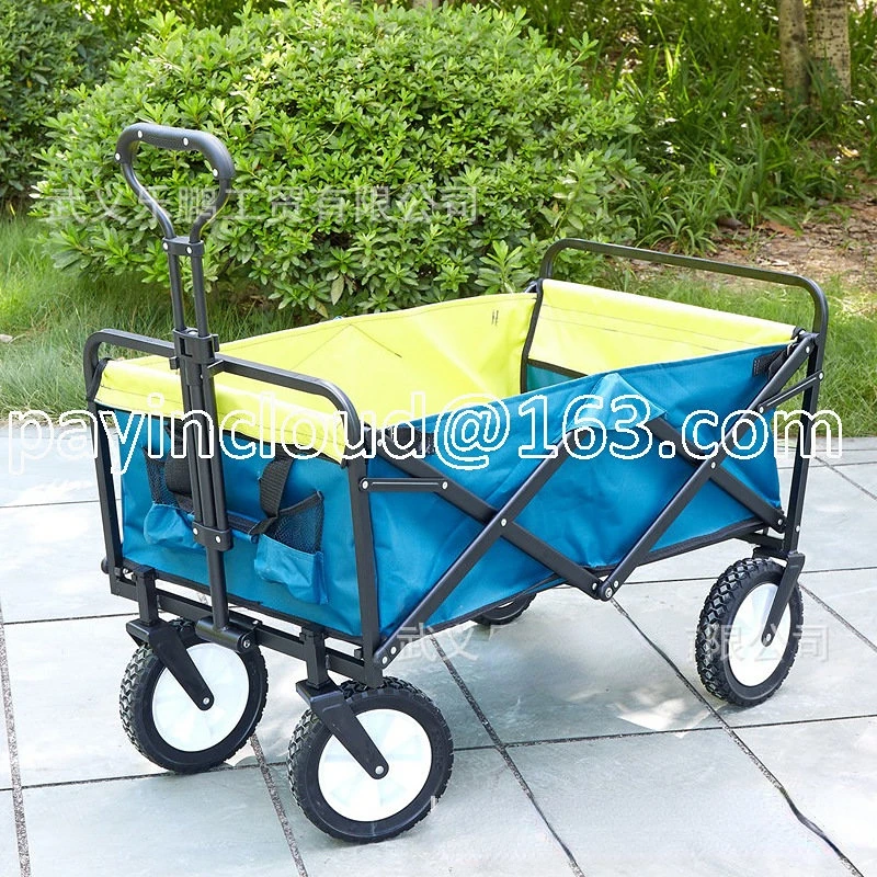 Camping Trailer Household Portable Shopping Cart Foldable Luggage Lever Car 8-Inch Wheel Trolley