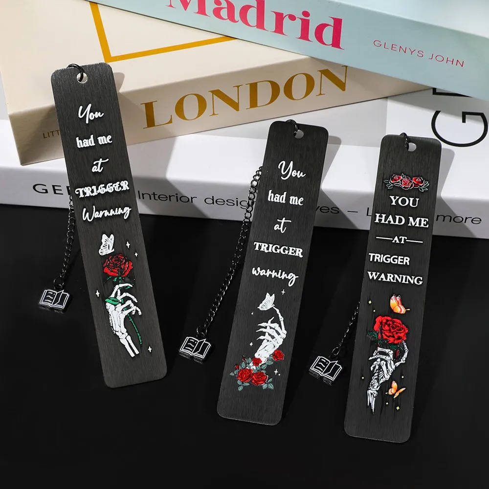 

Spicy Dark Romance Bookmark Stainless Steel Reading Bookmark Student Study Stationery Book Pendant Valentine Day Gift for Women