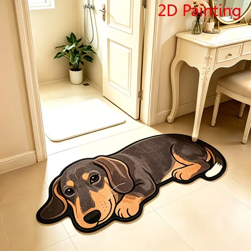 VIKAMA Cute Pomeranian Dog Rug, Anti-Slip And Easy-To-Clean Entrance Mat, Bedroom Decoration Rug, Home Decoration