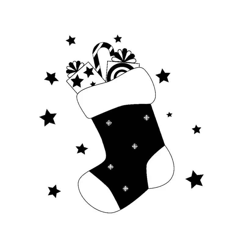 

Christmas Stockings Filled with Gift Decals Car Window Decoration Personalized Pvc Waterproof Decals Black/white, 18cm*17cm