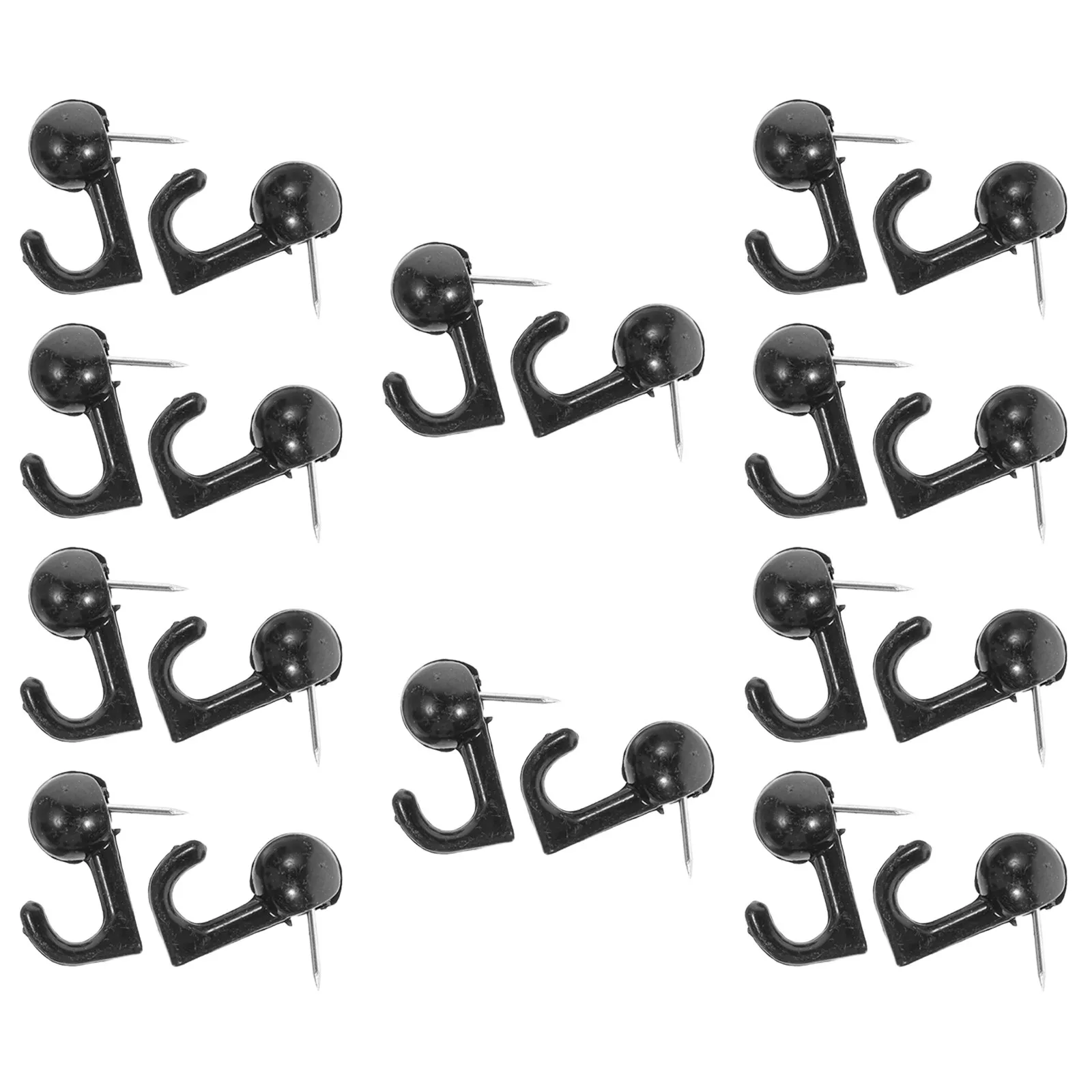 20Pcs Black Plastic Push Pin Hooks Soft Cork Board Thumbtacks for Hanging Photos Keys Lightweight Objects Office Classroom