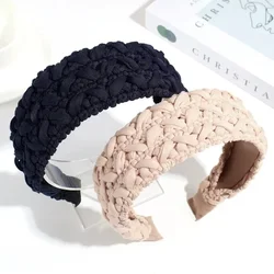 Fashionable Woven Twist Headband with Wide Band Simple Elegance Hair Band Weave Pattern High-End Hair Accessories Headband