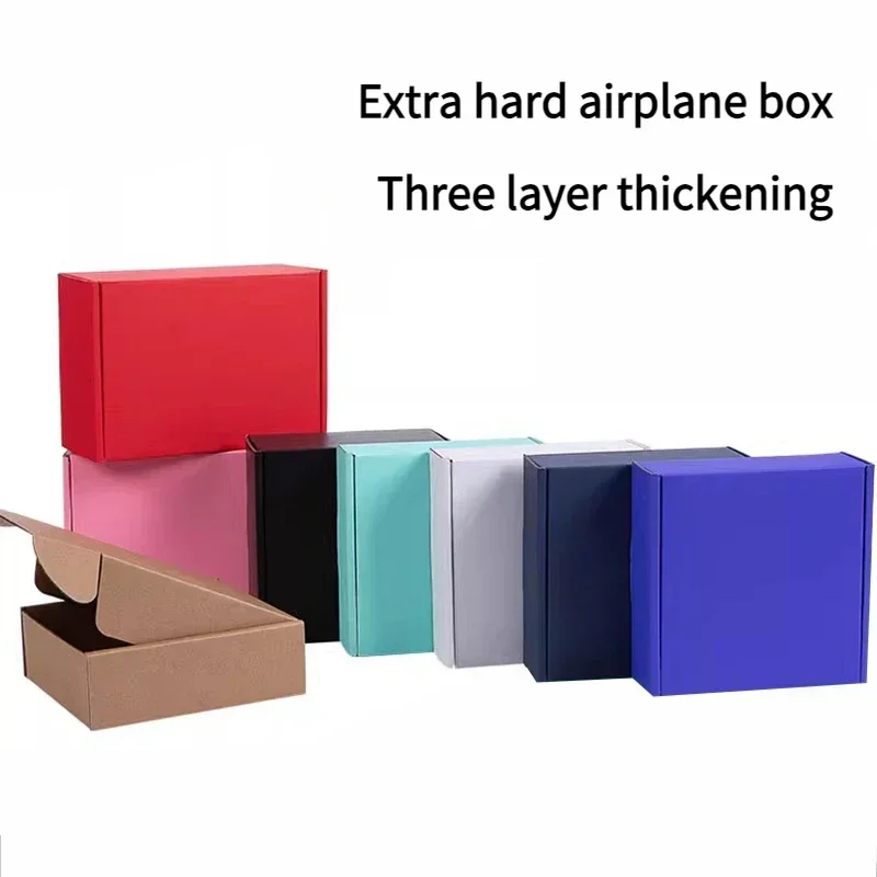 10pcs Colour Airplane Box Square Black Pack Boxes Extremely Hard Stress Resistance Three Layers Corrugated Paper Package Carton