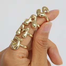 Fashion 26 English Letter Open Finger Rings A-Z Initials Name Alphabet Female Creative Ring Wedding Party Jewelry Gifts