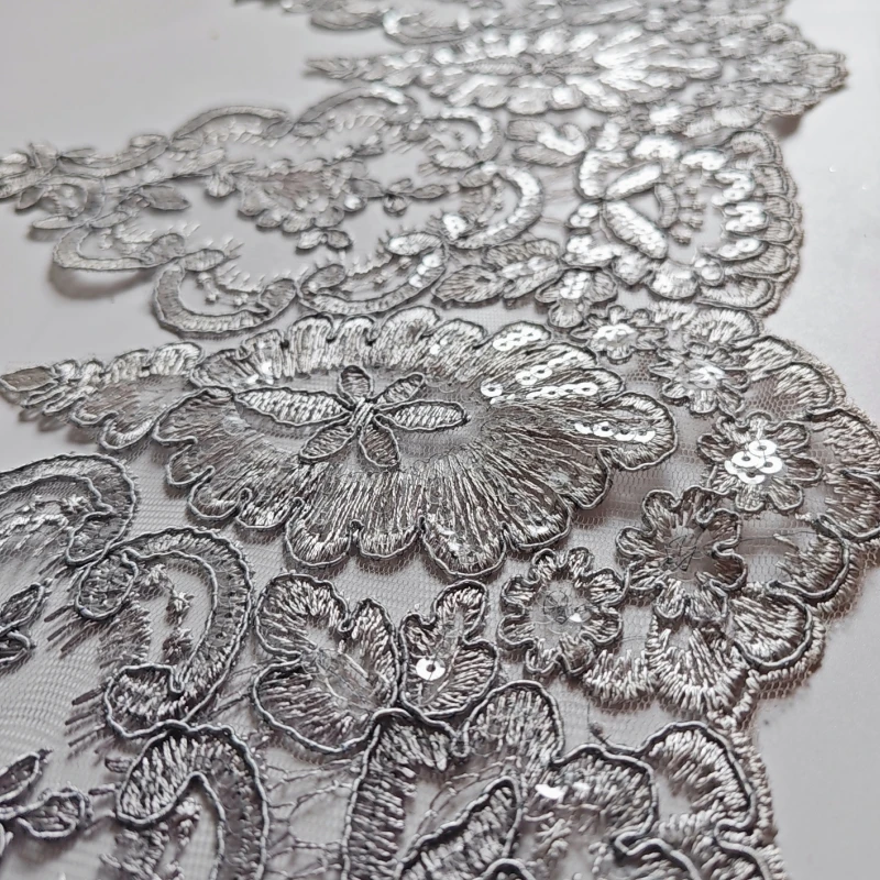 Polyester Car Bone Sequin Embroidery Lace Edge, Handmade DIY Home Decoration Accessories, 5Yards per Lot, Width 22cm, RS4803