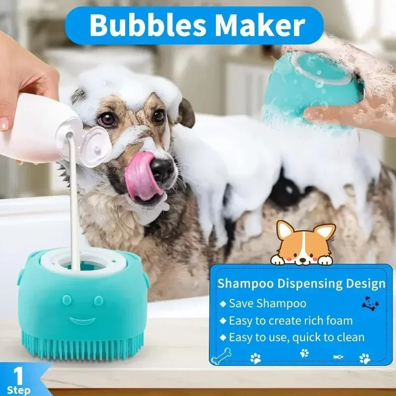 Soft silicone massage bath cleaning brush, pet shower gloves for gentle grooming