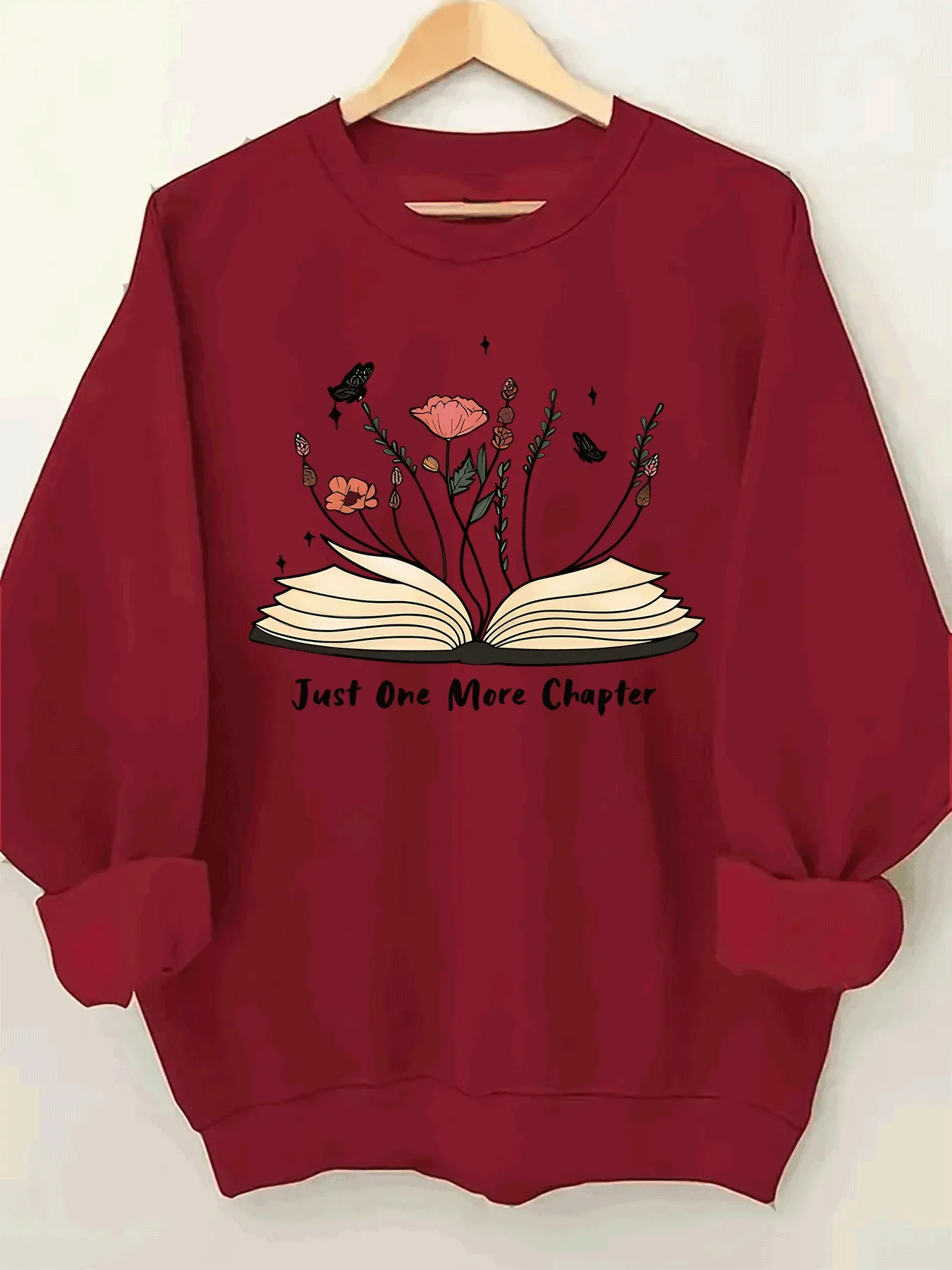 1 Pcs Y2K Style Women's Sweatshirt Floral and Botany-Round-Collar Long Sleeve Plus Size Casual Sweatshirt with Design