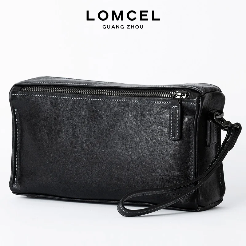 LOMCEL 8 Men's genuine leather crossbody bag, fashionable and versatile, top grade cowhide single-shoulder bag, daily casual