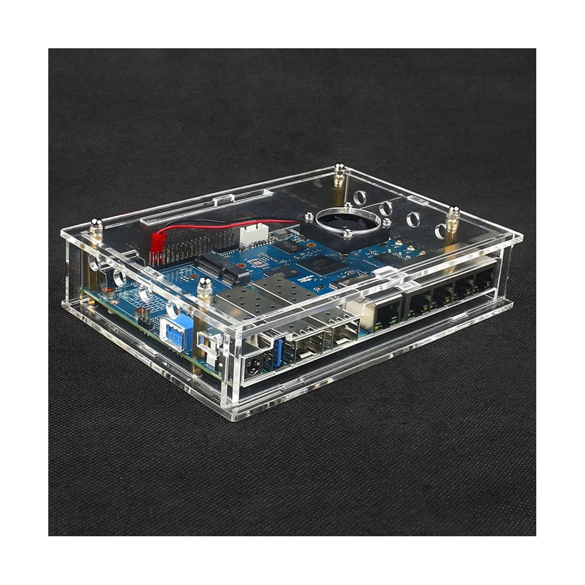 Acryl Schutzhülle Fall mit Lüfter für Banane Pi R3 BPI-R3 Development Board Zubehör