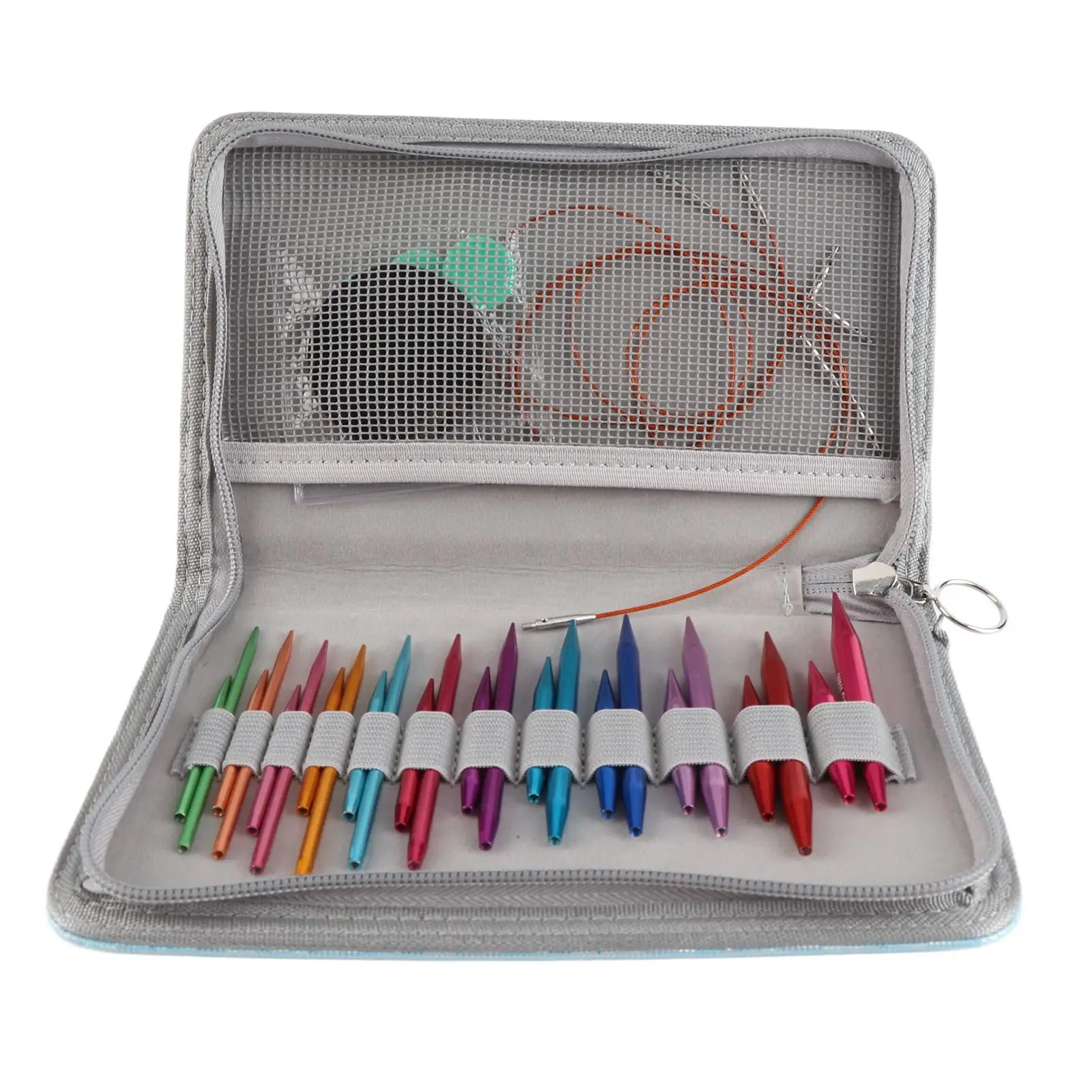 Portable Circular Knitting Needle Set - Interchangeable Oxidized Aluminium with PU Bag for diy Blankets