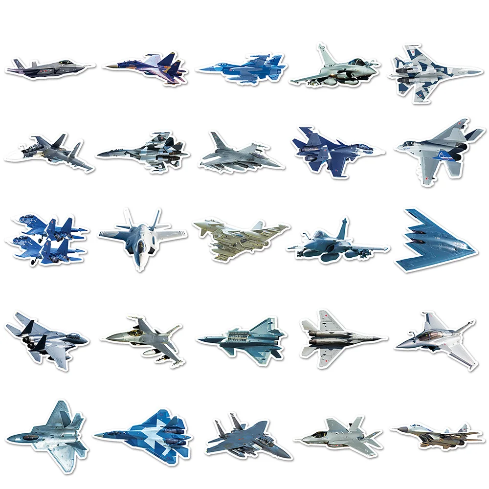 10/30/50PCS Cool Aircraft Stickers Frighter Decals Decoration Suitcase Scrapbooking Phone Laptop Stationery Military Fan Kid Toy