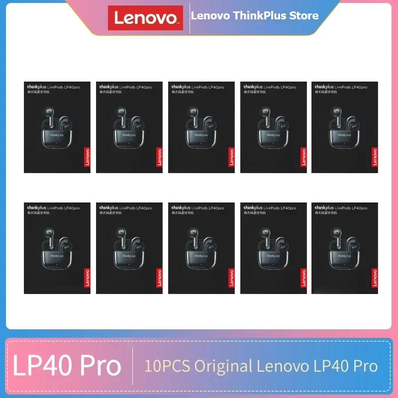 

10PCS Lenovo LP40 Pro 100% Original lp40pro Earphones Wireless Bluetooth 5.1 Headphones TWS Sport Noise Reduction Touch Control