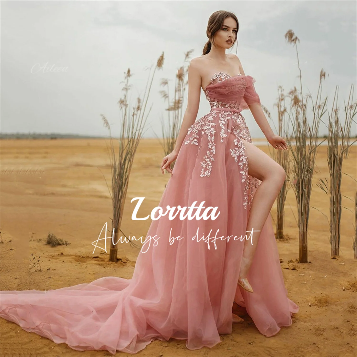 شبكة خط الوردي المطرزة زهرة الديكور الكرة ثوب التخرج امرأة حزب اللباس Es Quinceanera فساتين السهرة حسب الطلب