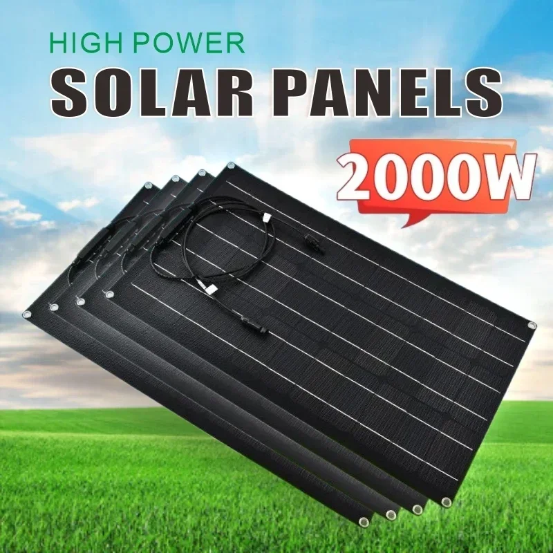 BMAD-Panneau Solaire Photovoltaïque Portable de 2000W, Kit de Chargement pour Camping en Plein Air et Maison