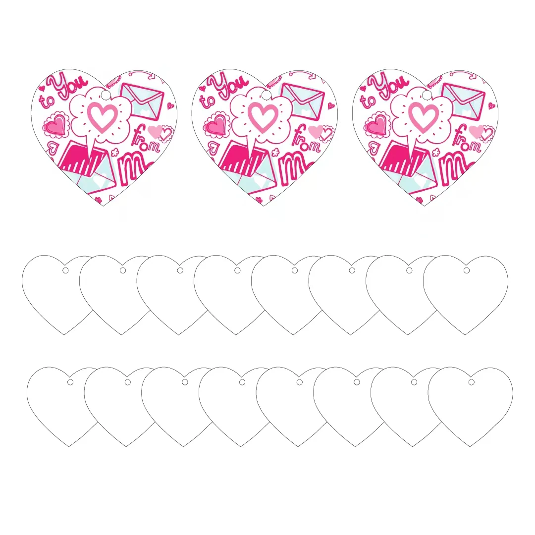 Limpar Em Branco Acrílico Enfeites De Natal, DIY Coração Ornamentos, Decorações De Árvore De Natal, 3.03in X 3in, 50PCs