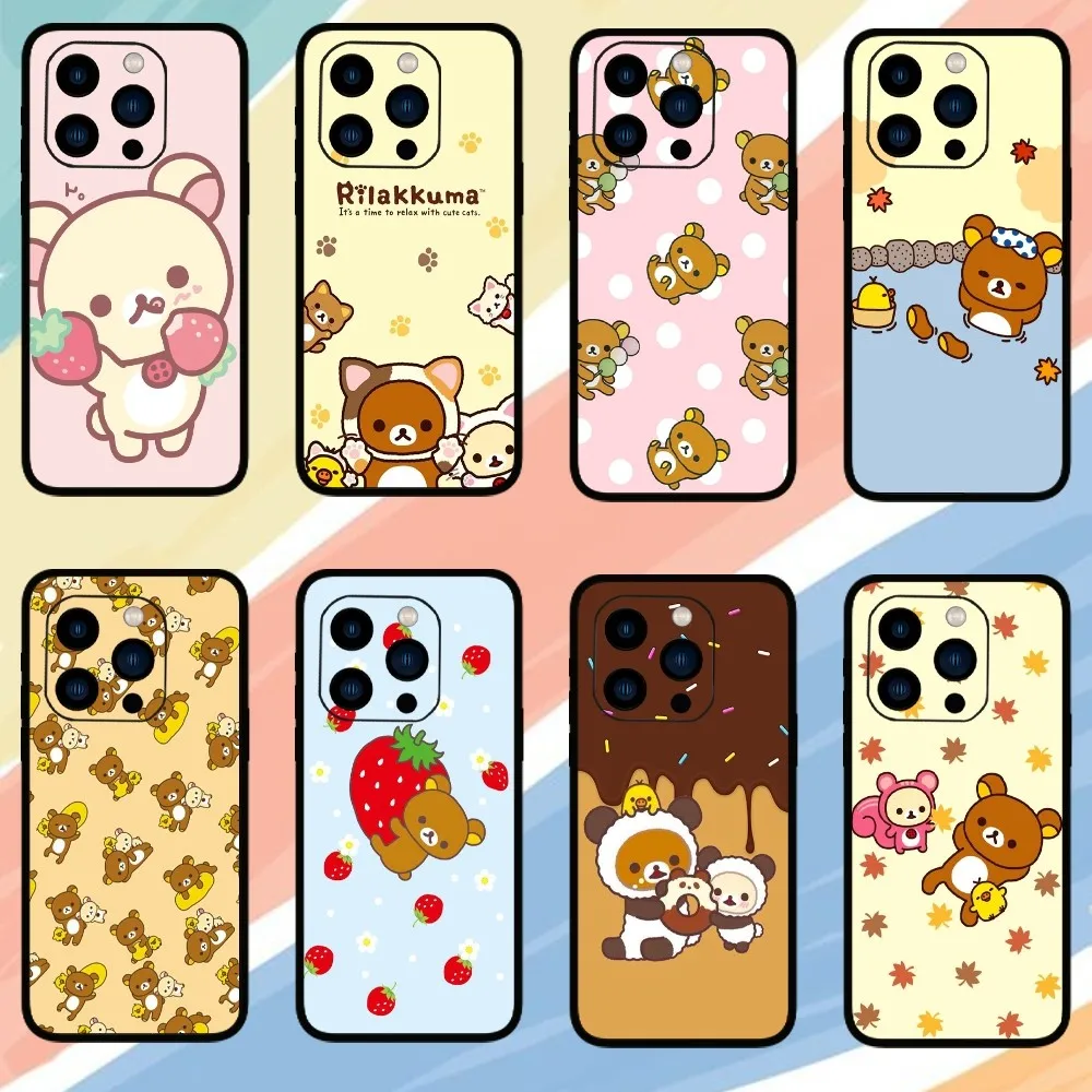 Cute R-Rilakkuma B-Bear Phone Case For iPhone 15 14 13 12 11 Pro Max mini XS XR X 8 Plus SE Cover