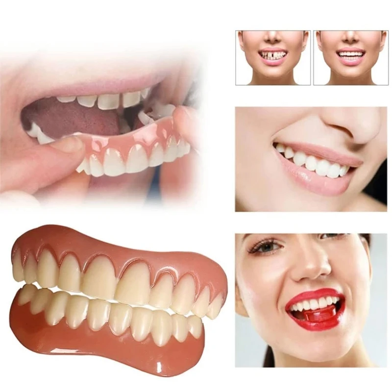 طقم أسنان من السيليكون، بطانات سيليكون، طقم ناعم، طقم أسنان ناعم، مجموعة علوية وسفلية، سهلة الاستخدام للعناية بالأسنان