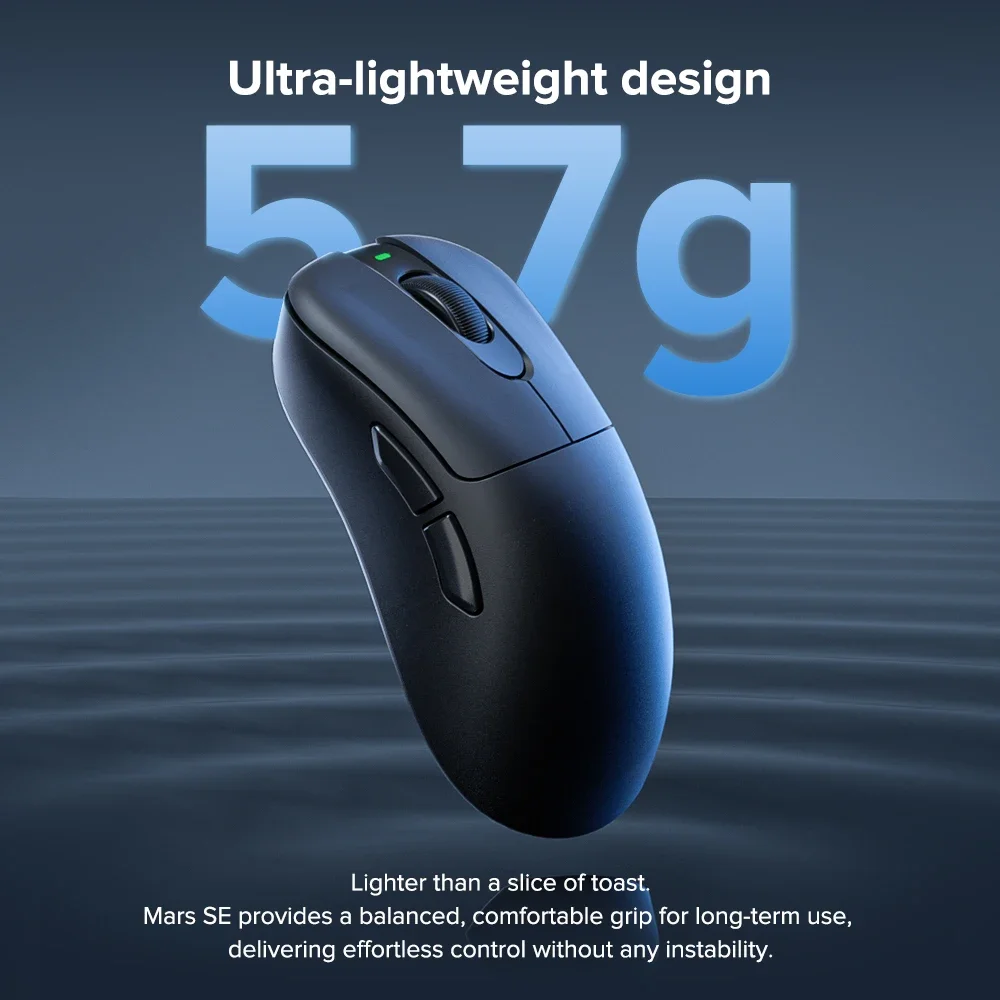 Mouse Gaming Nirkabel KYSONA Mars SE Bluetooth Ergonomis Ringan 57g Polling Rate 1KHz PAW3311 24000DPI untuk Laptop PC
