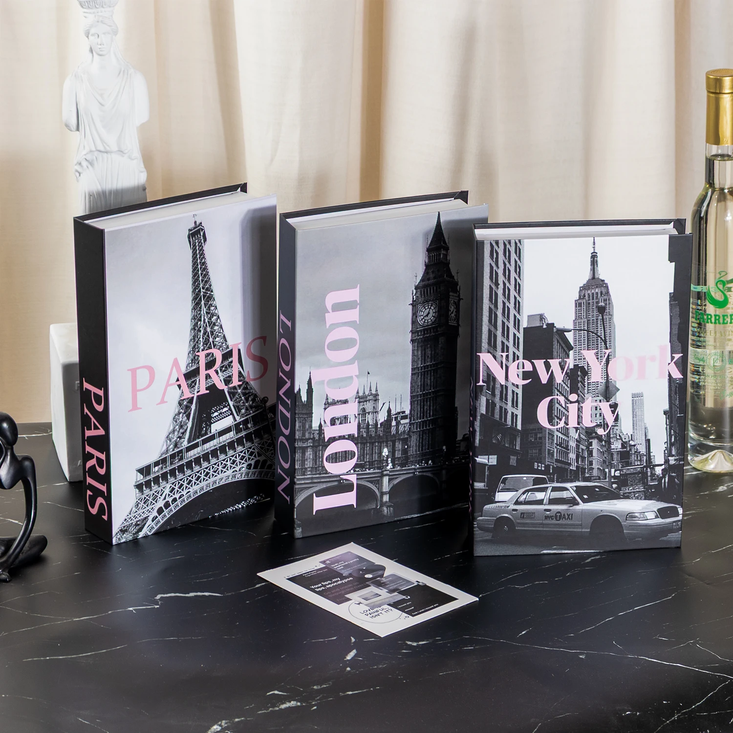 New Luxury Fake Books Home Decoration Remote Control Storage Box Coffee Table Fashion Home Decoration New York Paris London