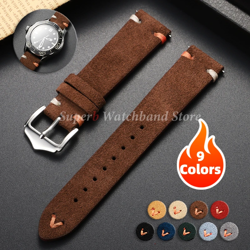 لينة خياطة الجلد المدبوغ حزام 22 مللي متر 18 مللي متر 20 مللي متر لسامسونج Watch6 5/4/3 جلد العجل سوار للنساء الرجال معصمه الإفراج السريع