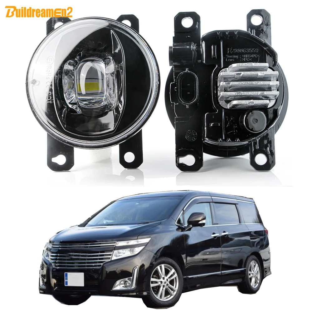 2 Pcs 30W LED Lens Fog Light H11 Adjustable Car External Fog Lamp For Nissan Elgrand Carvan Highway Star E52 Facelift 2005-2010