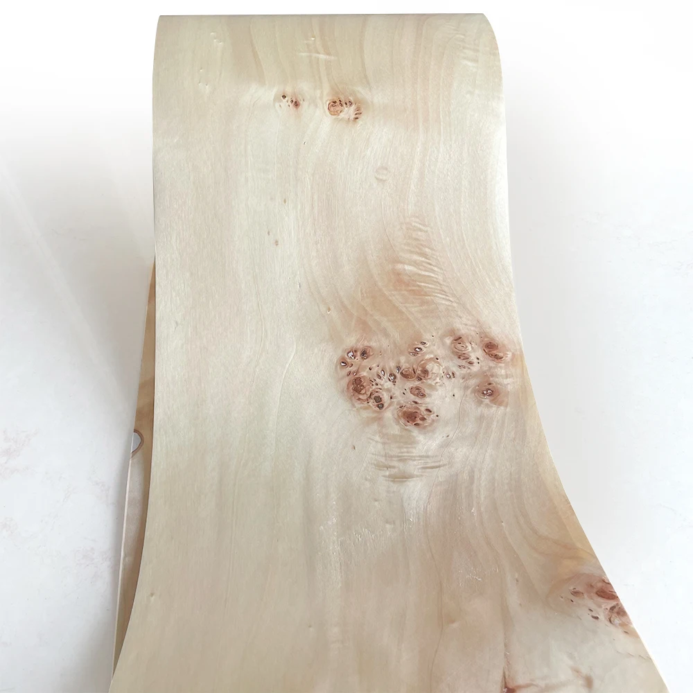 OMUKI Natural Poplar Burl Wood Veneer Furniture Handbag DIY Thin Skin Panel Speaker Guitar Handmade DIY Wooden Crafts