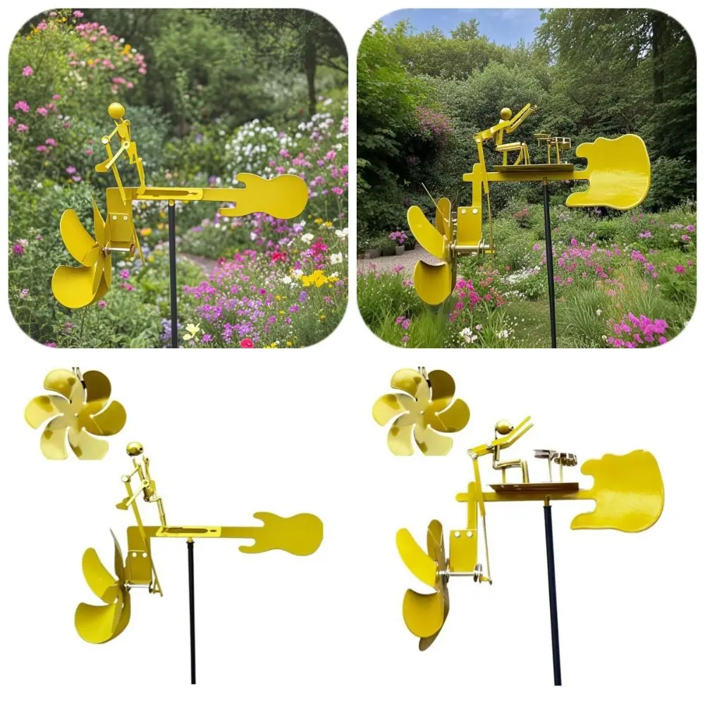 

Креативный металлический барабанщик ручной работы, ветряная мельница, забавный механизм, металлический барабанщик, статуя ветряной мельницы, устойчивая к атмосферным воздействиям, винтажный стиль