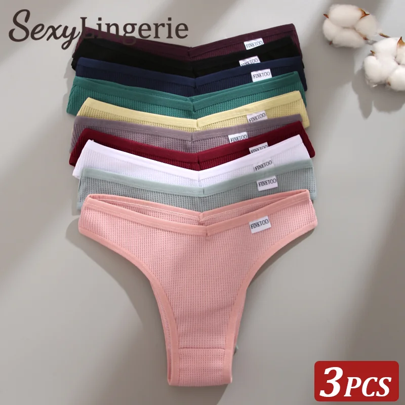 3Pcs/set Women Cotton Brazilian Sexy Panties Waffle Style Underpants Ladies Underwear Comfortable Soft Female Lingerie S-XL