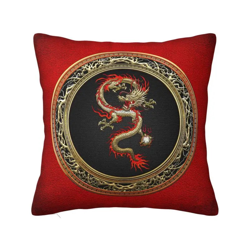 Nordic Golden Dragon Cushion Cover 45*45 cm Soft Asian Mythology Throw Pillow Case for Living Room Sofa Chair Pillowslip