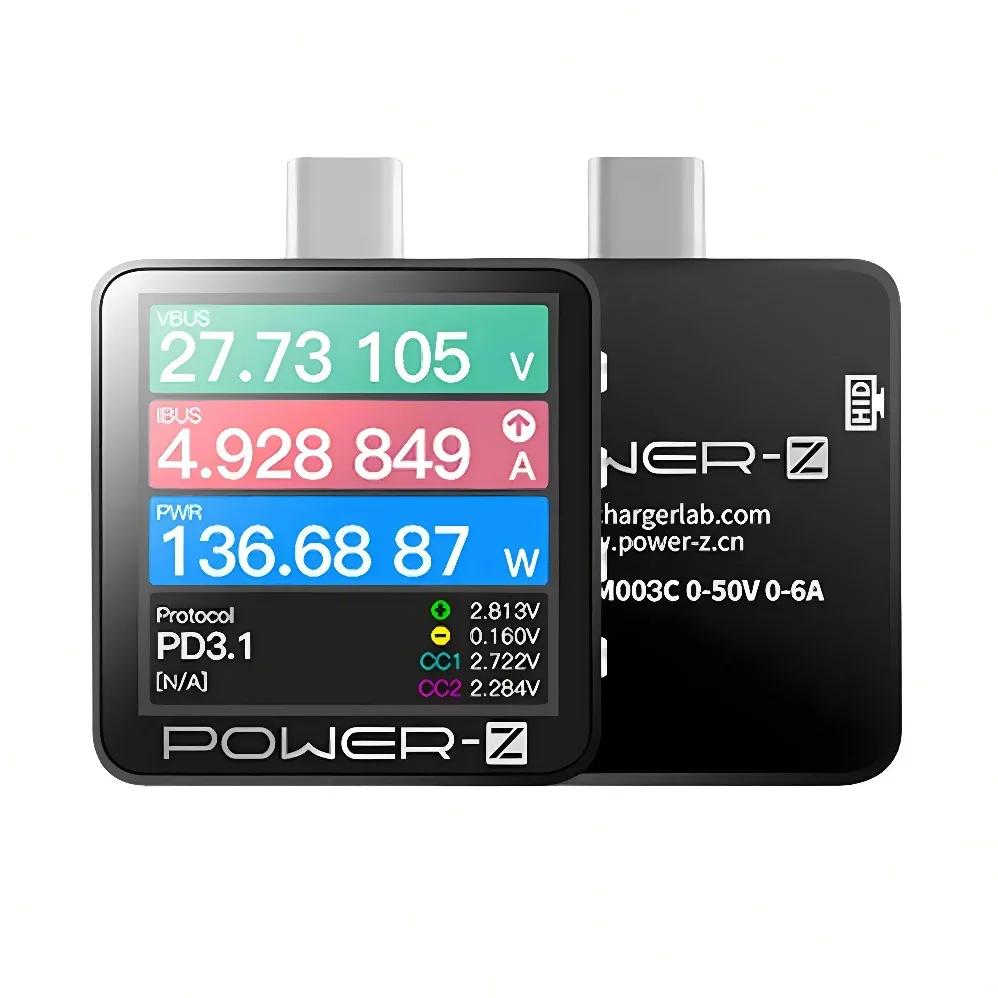 POWER-Z KM003C KT002 USB-C PD Tester Voltmetro PD3.1 QC5.0 Caricatore Tensione Corrente Ondulazione Doppio Voltmetro Rivelatore Banca di Potere