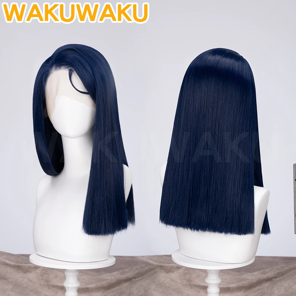 Caitlyn Front Lace Wig Anime Arcane Cosplay WakuWaku Women Dark Blue Long Hair 50cm Arcane Caitlyn Cosplay Vi Wig Christmas LOL