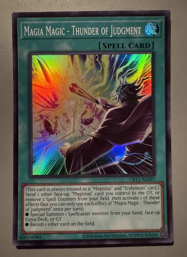 Yugioh KONAMI Duel Monsters CR11-AE097 Magia Magic - Thunder of Judgment Super Rare Asian English Collection Mint Card