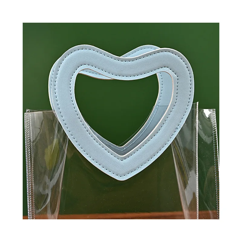 1 Pieces New Heart Portable Transparent PVC Tote Bag Ornament Wedding Candy Gift Bag Plastic Cosmetics Bag Jelly Bag Gift Bag