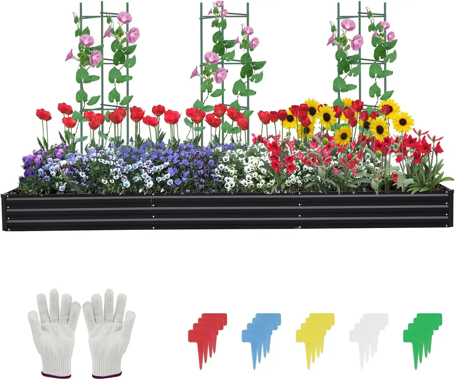 

12×4×1ft Galvanized Metal Raised Garden Bed, Metal Planter Kit Box Outdoor for Deep-Rooted Vegetables, Flowers, Green and Herbs