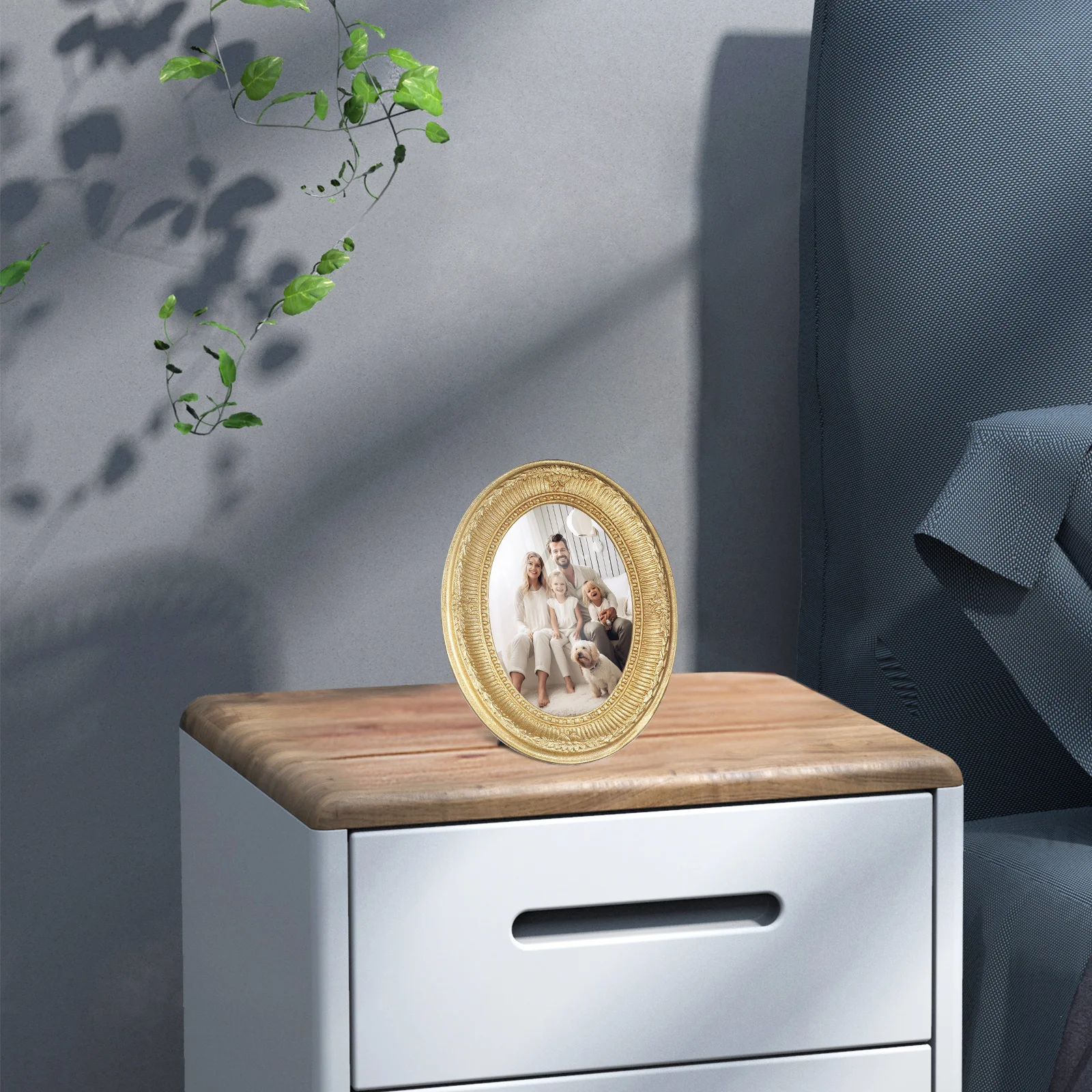 

Vintage Oval Picture Frame Resin Retro Home Decor Tabletop Wall Mount Display For Photo Ornament Gold-Toned Keepsake Gift