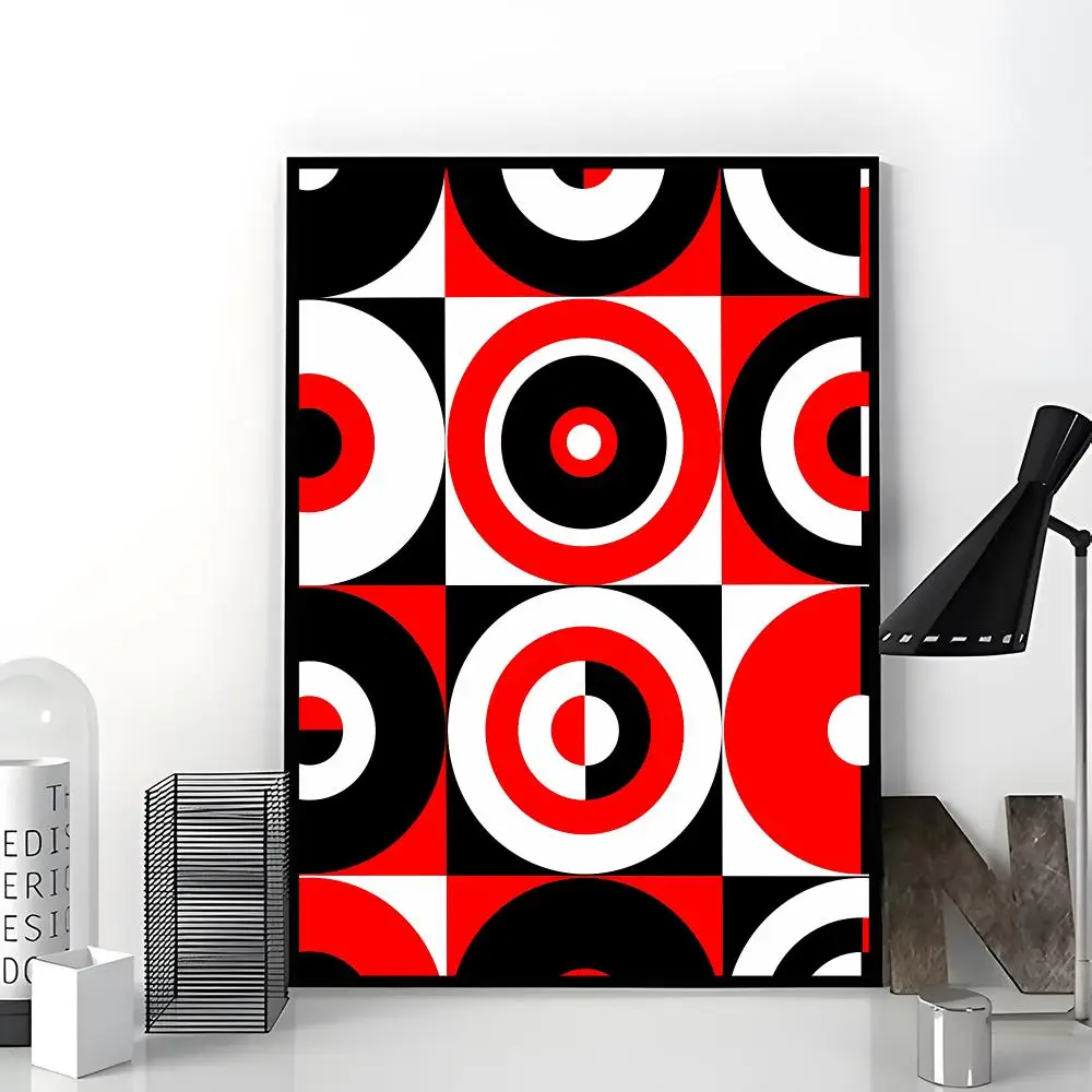Modern R-Red Black And White Abstract Geometric Poster Aesthetic Dorm & Bedroom Wall Art Decor