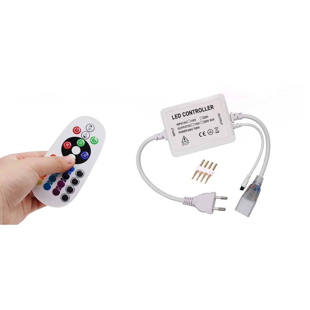 

220V 10mm 750W RGB controller with 24 key IR Remote Control for 220V 5050 RGB LED Strip