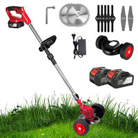 1500W Foldable Cordless Strimmer with 2pcs Battery 180° Rotation Brush Electric Grass Trimmer for Garden Cleaning Weeds Lawns