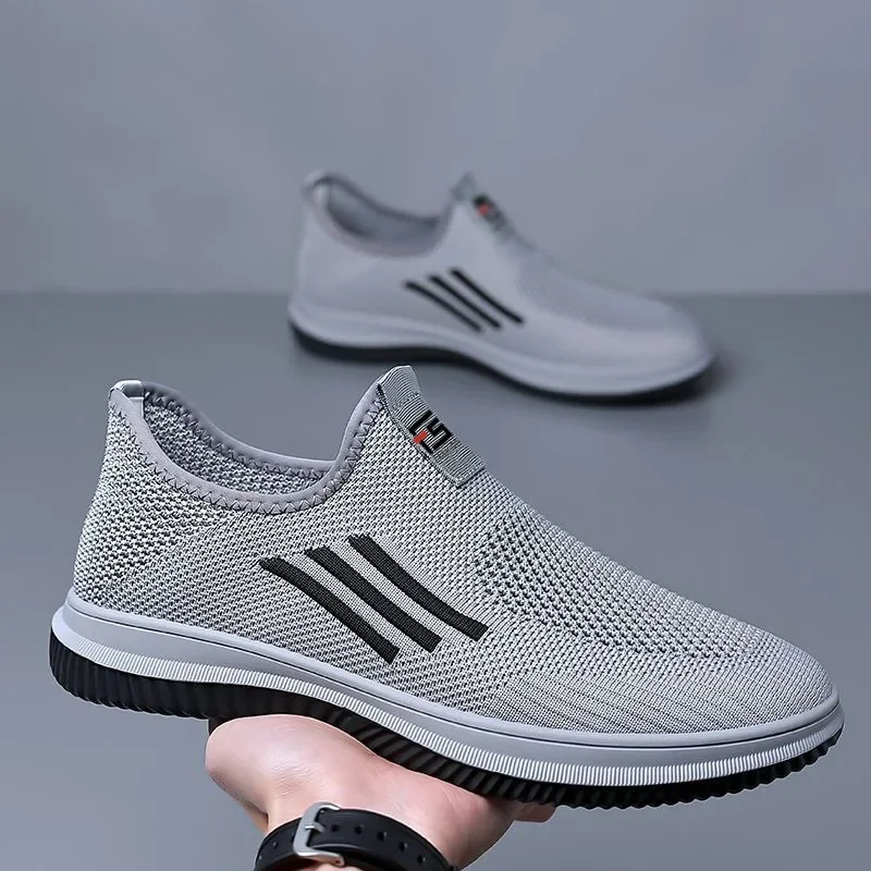 Summer Mesh Breathable Loafers Fashion Casual Men\'s Sneakers Comfortable Walking Shoes Slip-on Thick Bottom Work Shoes 2023 New