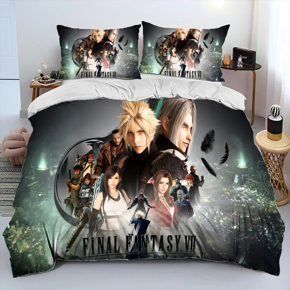 Final Fantasy Series Games Bedding Set Boys Girls Twin Queen King Size Duvet Cover Pillowcase Bed boys Adult Home Textileextile