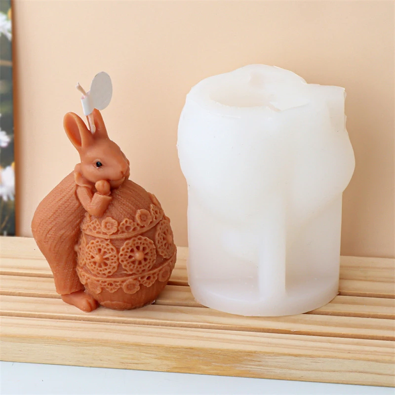 1 Candle Silicone Mold Rabbit Egg Aromatherapy Candle DIY Easter Drip Plaster Rabbit Mold