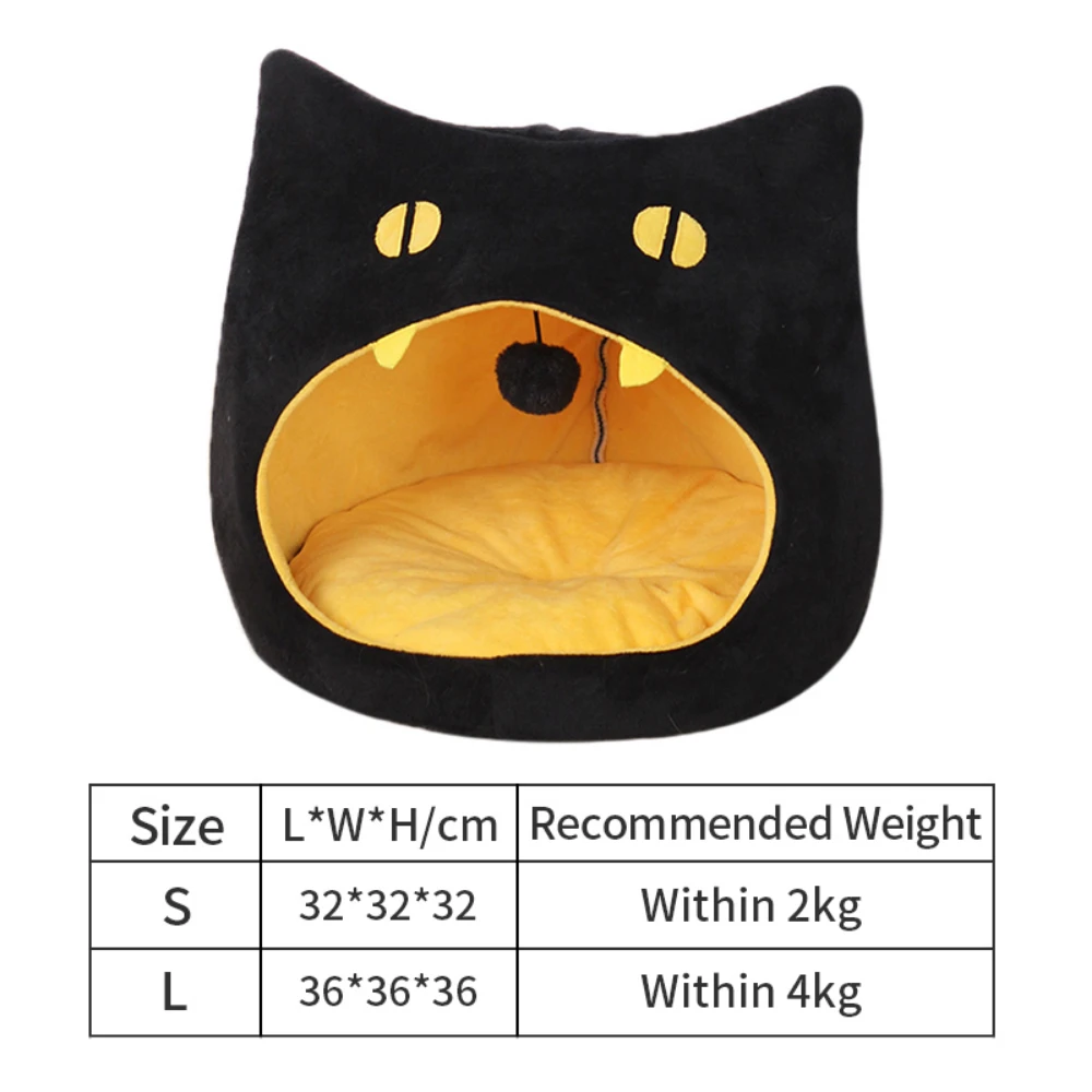 Soft Warm Cat Bed Cat Shape Design Pet House Cat Kennel Detachable Cozy Bed for Small Dog Kitten Basket for Halloween Decor 1pc