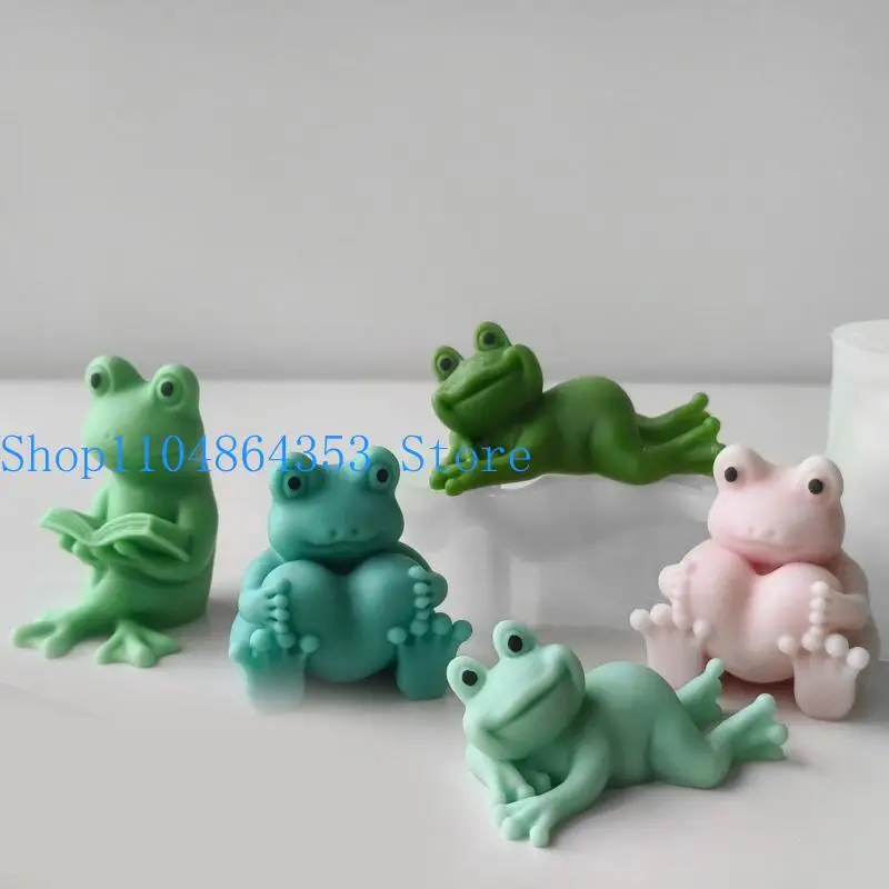 652F Leicht zu reinigende Silikon-Tierform für die Kerzenherstellung, 3D-Froschform-Ornamentform – Detail 5