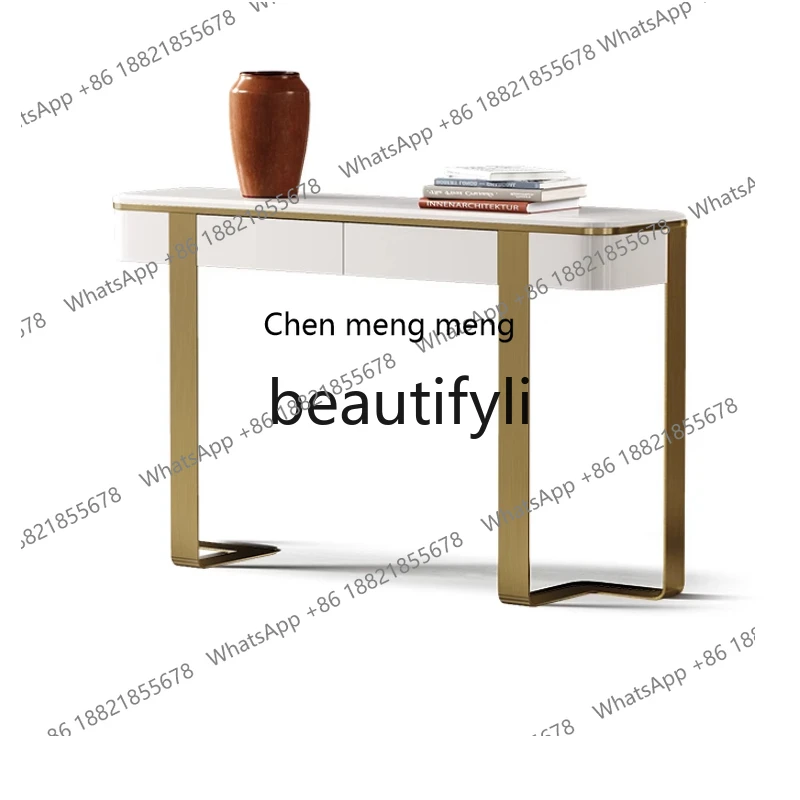 

Light luxury entrance cabinet, villa entrance table against the wall, designer Italian minimalist entrance table H
