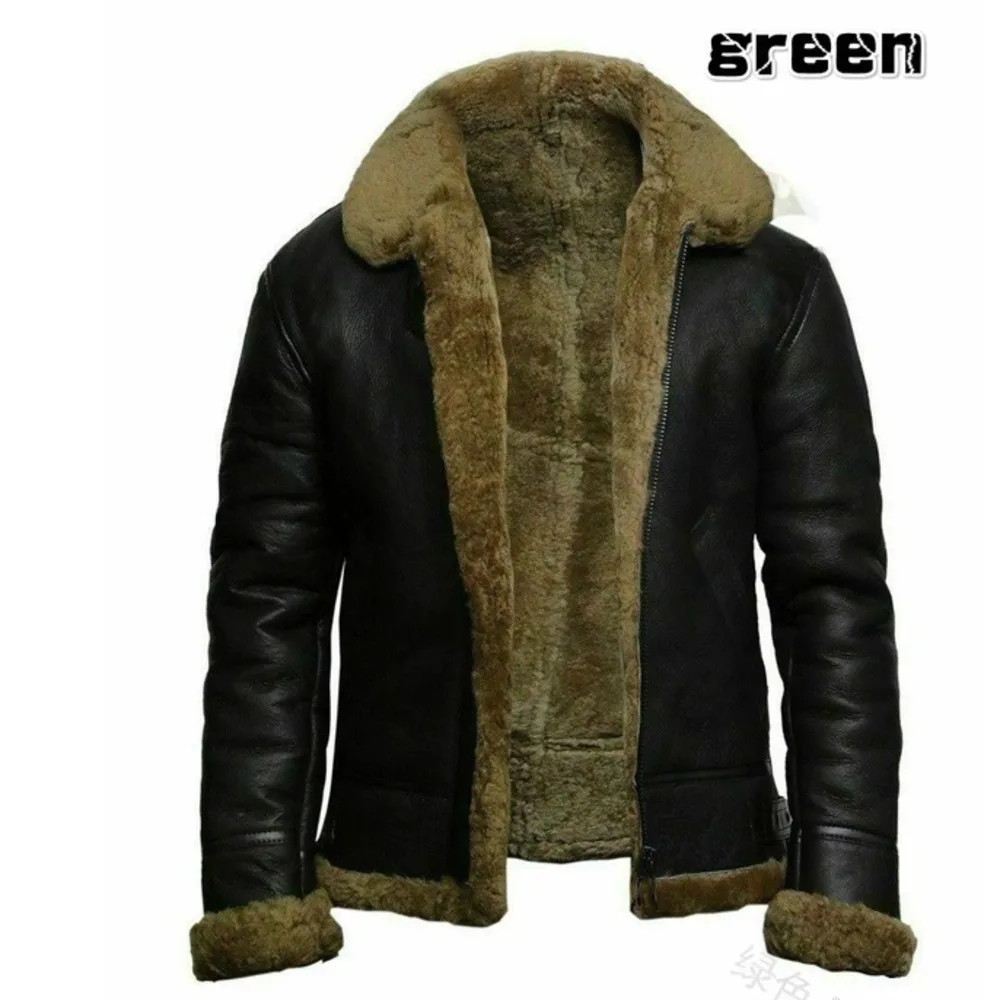 Men's Leather Jacket Autumn And Winter 2024 Men's Artificial Fur Integrated Long Sleeve Fit Cool Coat Solid Color Warmth Coat