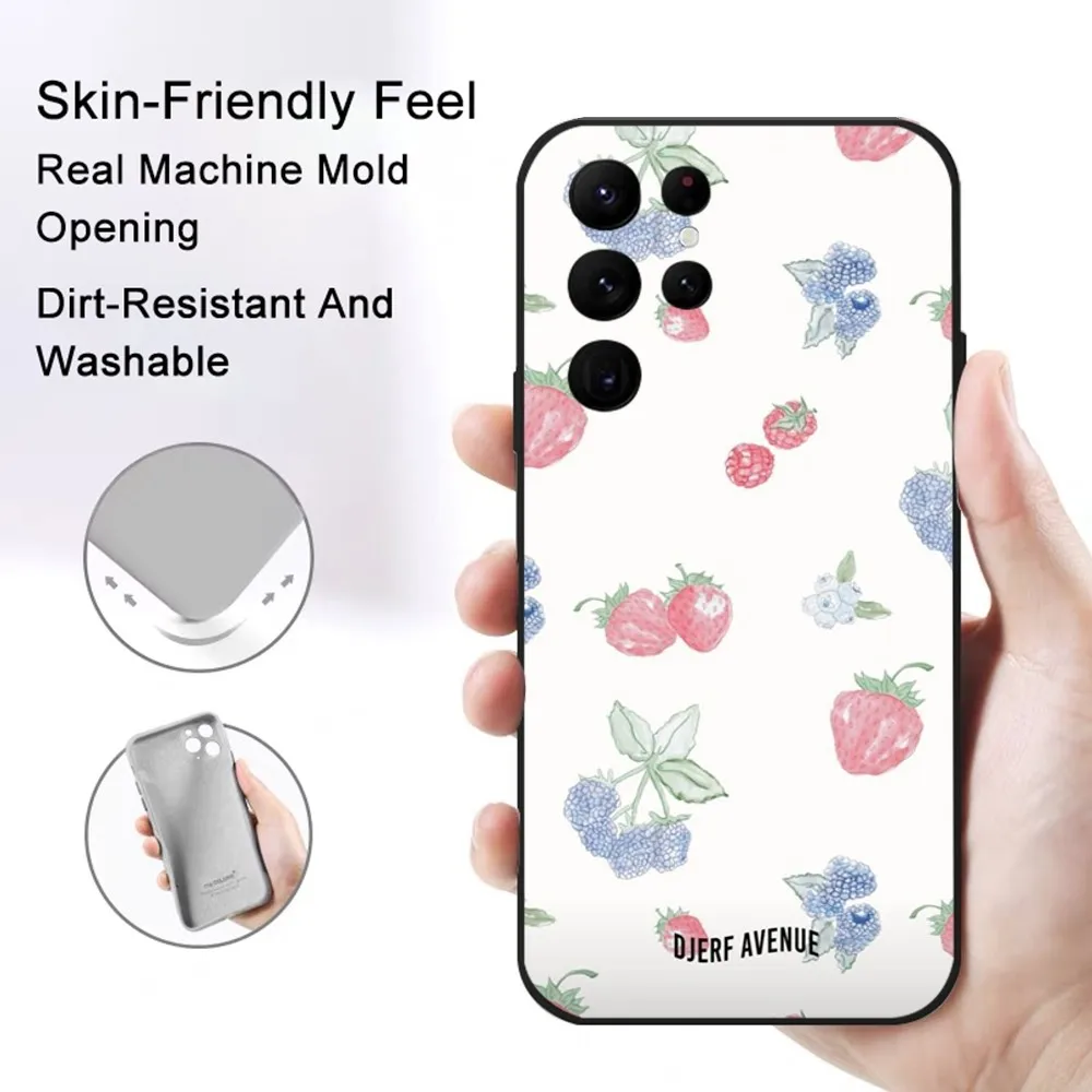 Djerf Summer Berries Print Avenue Phone Case Samsung S series s20 s21 s22 s23 s24 FE Plus Ultra TPU Soft to Skin-friendly case