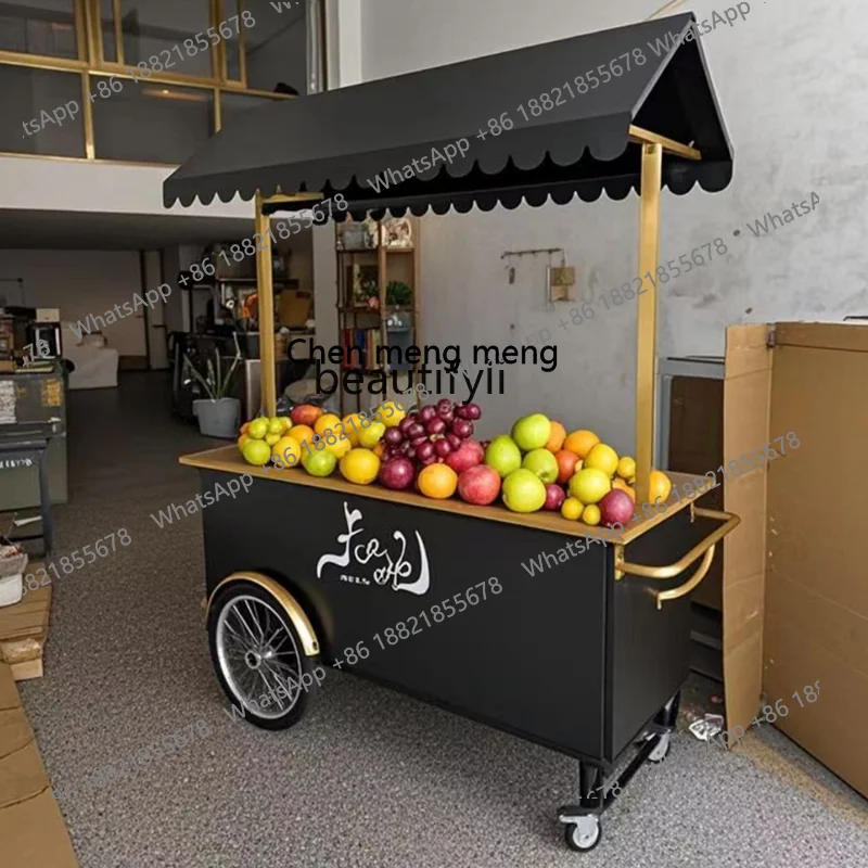 X Flower Cart Stall Small Push Cart Outdoor Night Market Promotion Display Stand Mobile Food Cart